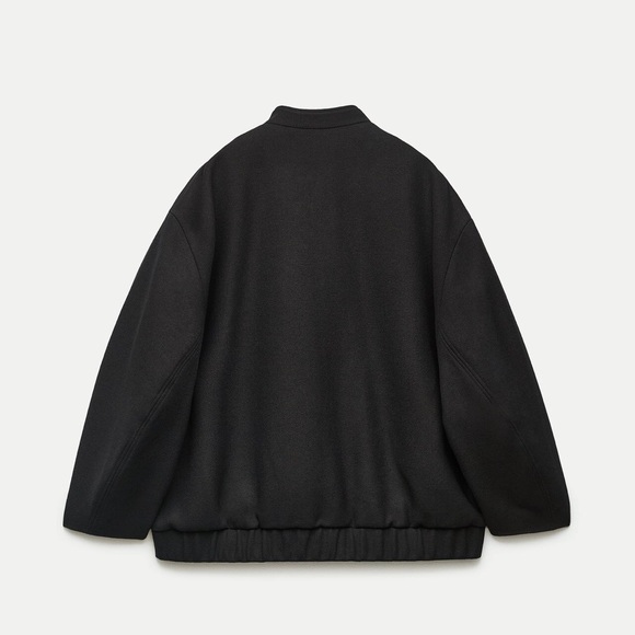 ZARA TEXTURED BOMBER JACKET BLACK - Picture 4 of 4